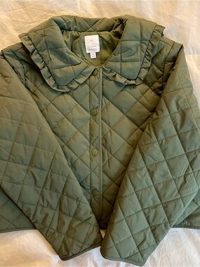 LC Lauren Conrad Quilted Olive Green Bomber Jacket